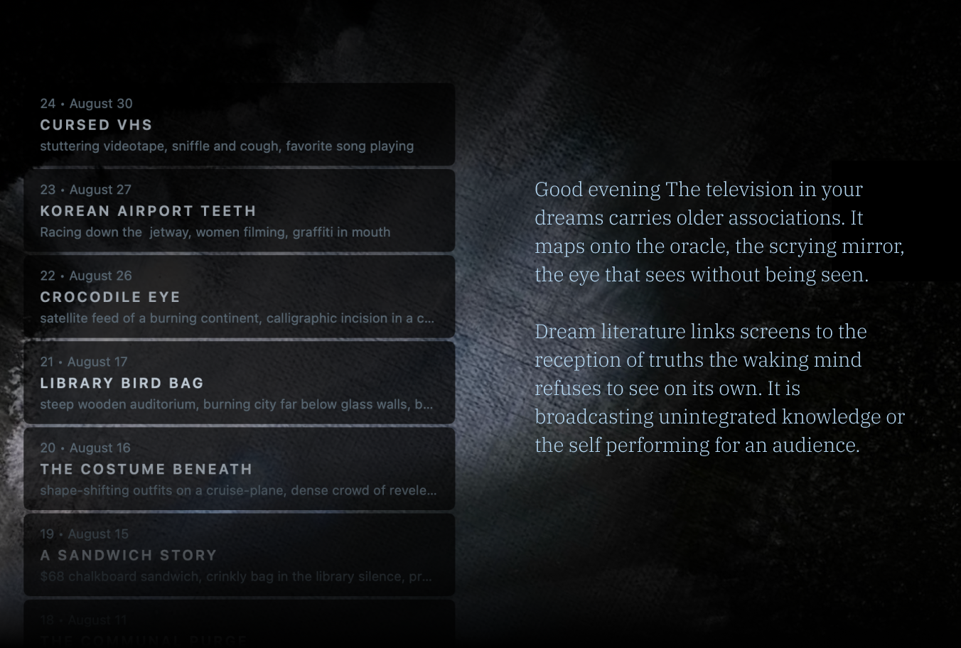 Dream Club on Mac: the journal and a symbol reading